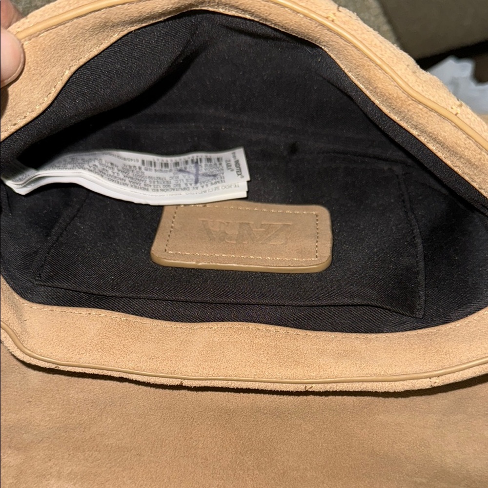 Zara Beige Quilted Leather Fleece Handbag - Picture 10 of 13
